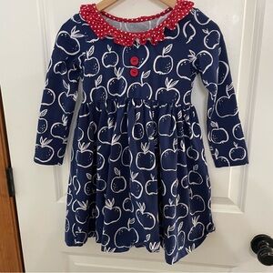 Eleanor Rose Navy and Red Apple Print Dress
